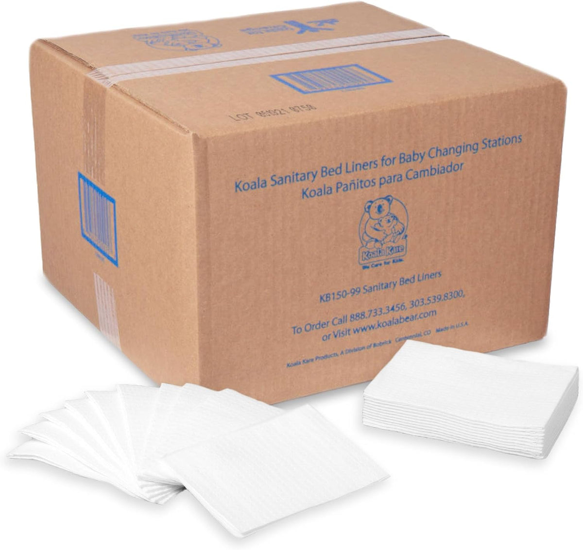 Sanitary Bed Liners for Baby Changing Stations – 3-Ply Biodegradable, Moisture-Resistant Quilted Liners, Eco-Friendly - 500 Liners (Model KB150-99)