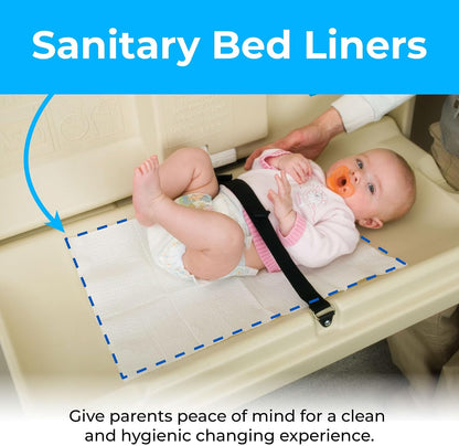 Sanitary Bed Liners for Baby Changing Stations – 3-Ply Biodegradable, Moisture-Resistant Quilted Liners, Eco-Friendly - 500 Liners (Model KB150-99)