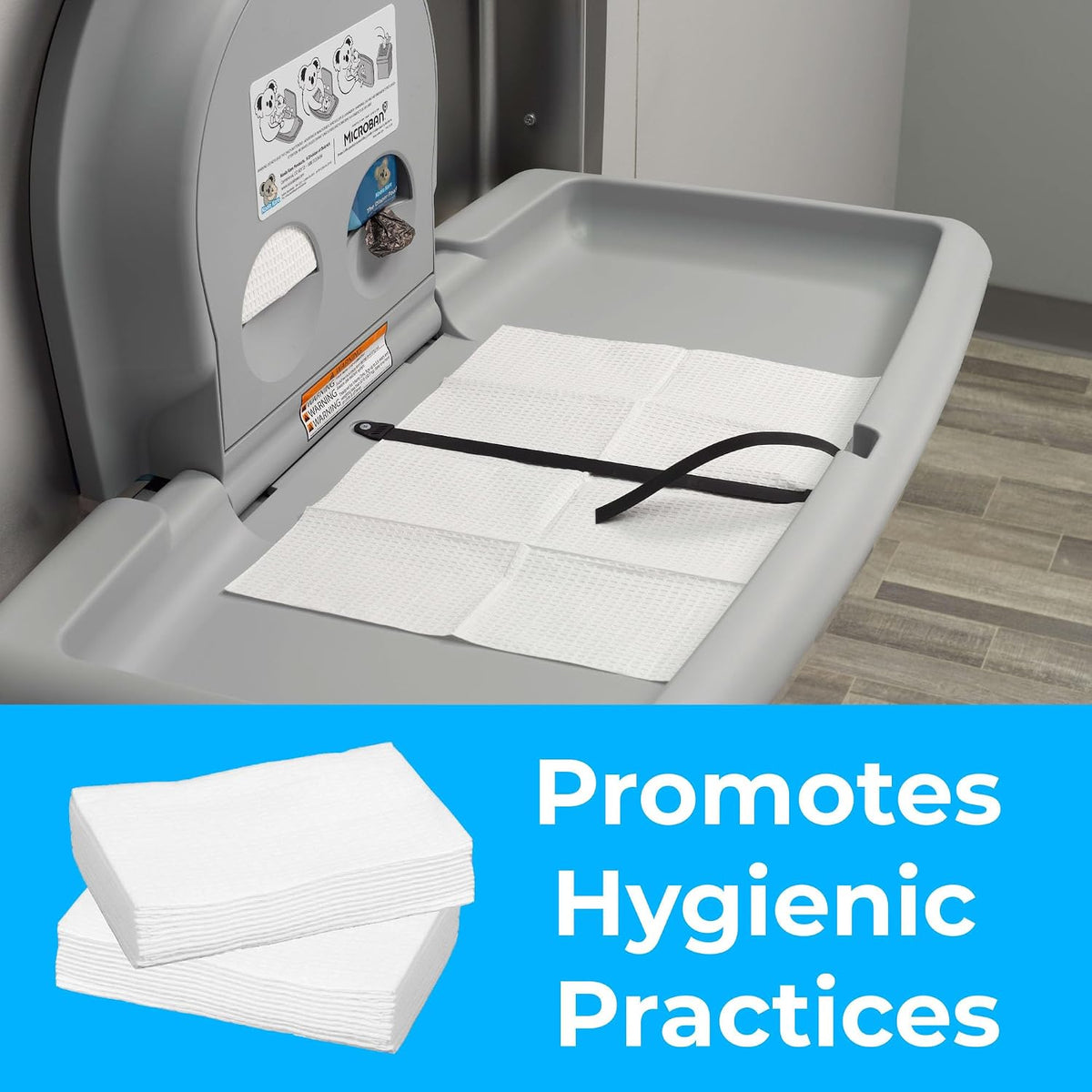 Sanitary Bed Liners for Baby Changing Stations – 3-Ply Biodegradable, Moisture-Resistant Quilted Liners, Eco-Friendly - 500 Liners (Model KB150-99)