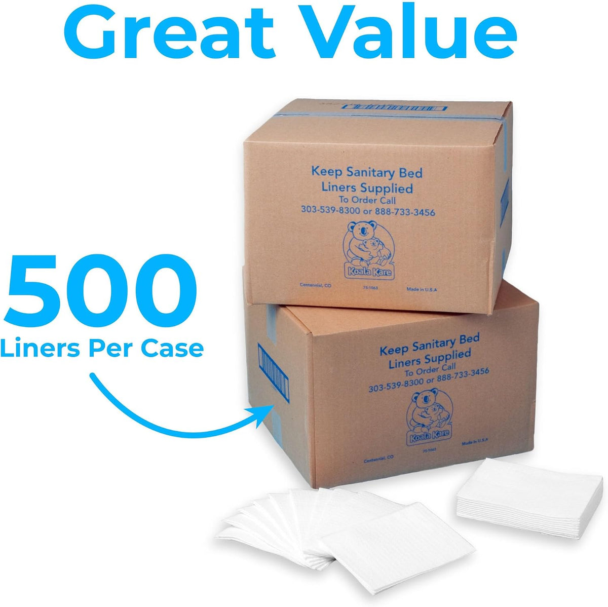 Sanitary Bed Liners for Baby Changing Stations – 3-Ply Biodegradable, Moisture-Resistant Quilted Liners, Eco-Friendly - 500 Liners (Model KB150-99)