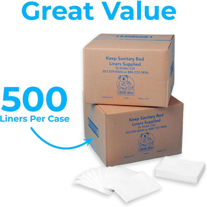 Sanitary Bed Liners for Baby Changing Stations – 3-Ply Biodegradable, Moisture-Resistant Quilted Liners, Eco-Friendly - 500 Liners (Model KB150-99)