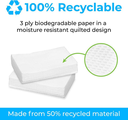Sanitary Bed Liners for Baby Changing Stations – 3-Ply Biodegradable, Moisture-Resistant Quilted Liners, Eco-Friendly - 500 Liners (Model KB150-99)