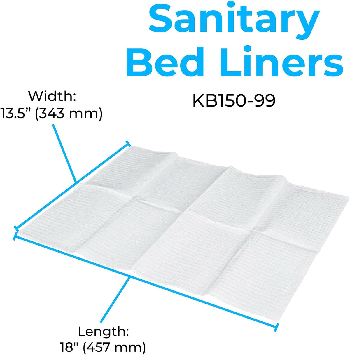 Sanitary Bed Liners for Baby Changing Stations – 3-Ply Biodegradable, Moisture-Resistant Quilted Liners, Eco-Friendly - 500 Liners (Model KB150-99)