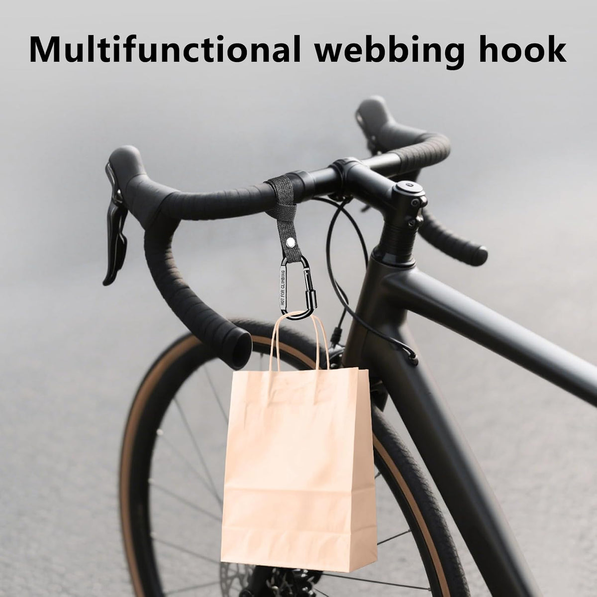 Stroller Hooks for Bags with Locking Stroller Carabiner Clip – Heavy-Duty Hooks for Diaper Bags, Groceries, Backpacks on Strollers, Bikes & Shopping Carts (Black, 4 Pieces)