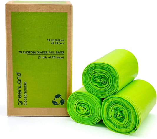 Biodegradable Diaper Pail Bags Compatible with Ubbi – Lemon Scented (75 Bags, 13 Gallons)
