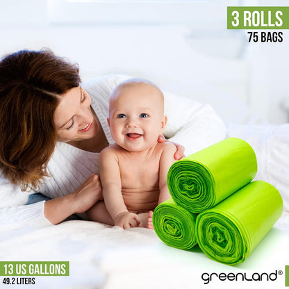 Biodegradable Diaper Pail Bags Compatible with Ubbi – Lemon Scented (75 Bags, 13 Gallons)