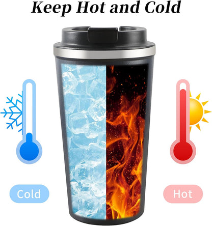 17oz Coffee Mug, Leak Proof Coffee Travel Mug with Lid, Car Coffee Mug, Stainless Steel Mug Keeps Cold and Hot, Suitable for Travel and Office - Black