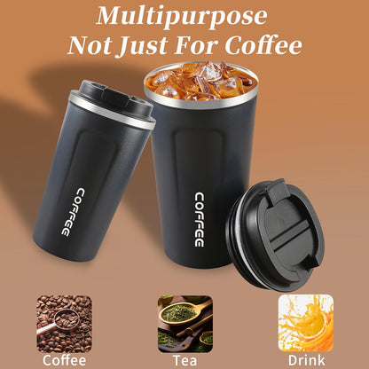 17oz Coffee Mug, Leak Proof Coffee Travel Mug with Lid, Car Coffee Mug, Stainless Steel Mug Keeps Cold and Hot, Suitable for Travel and Office - Black