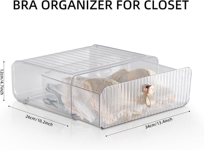 Underwear Organizer for Closet, Acrylic Socks Bra Underwear Drawer Organizer with Dividers, 24 Cell Stackable Closet Organizer and Storage Drawer for Clothing, Baby Clothes, Bra, Ties, Scarf