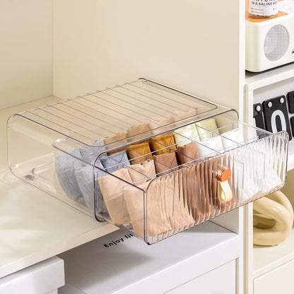 Underwear Organizer for Closet, Acrylic Socks Bra Underwear Drawer Organizer with Dividers, 24 Cell Stackable Closet Organizer and Storage Drawer for Clothing, Baby Clothes, Bra, Ties, Scarf