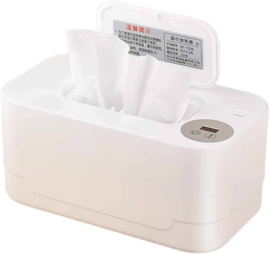 Baby wet wipe heater, Reusable constant temperature wet wipe warmer,Home, Travel wet wipe heater, USB heated wet wipe box (white)