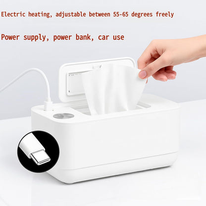 Baby wet wipe heater, Reusable constant temperature wet wipe warmer,Home, Travel wet wipe heater, USB heated wet wipe box (white)
