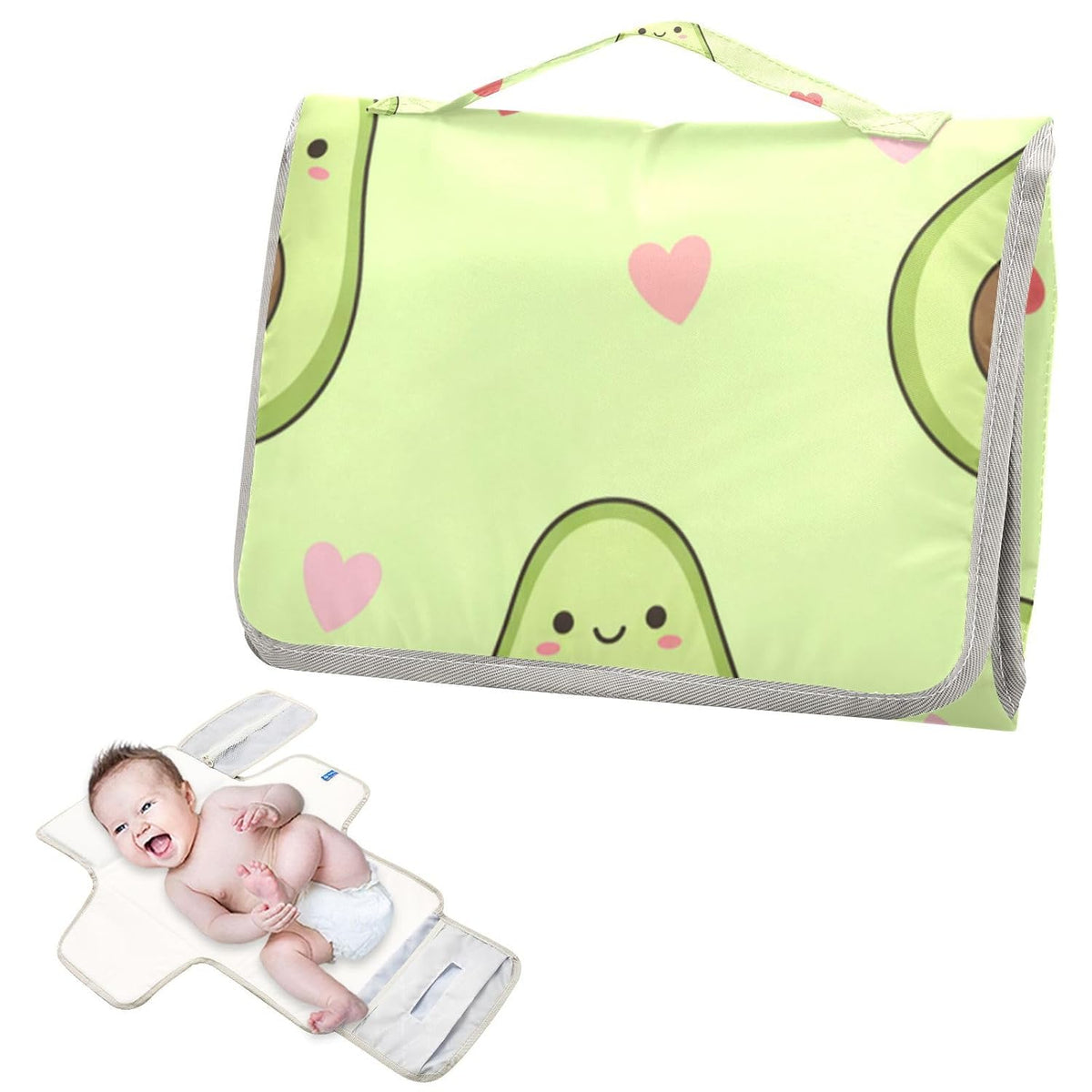 Avocado Heart Design Portable Diaper Changing Pad for Walks