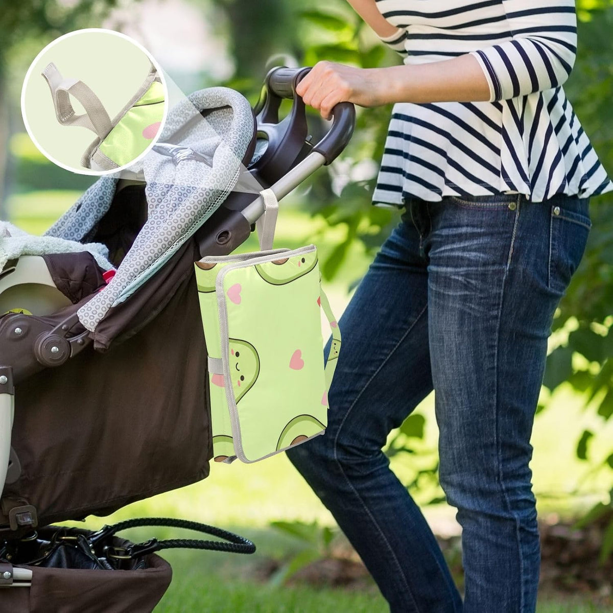 Avocado Heart Design Portable Diaper Changing Pad for Walks