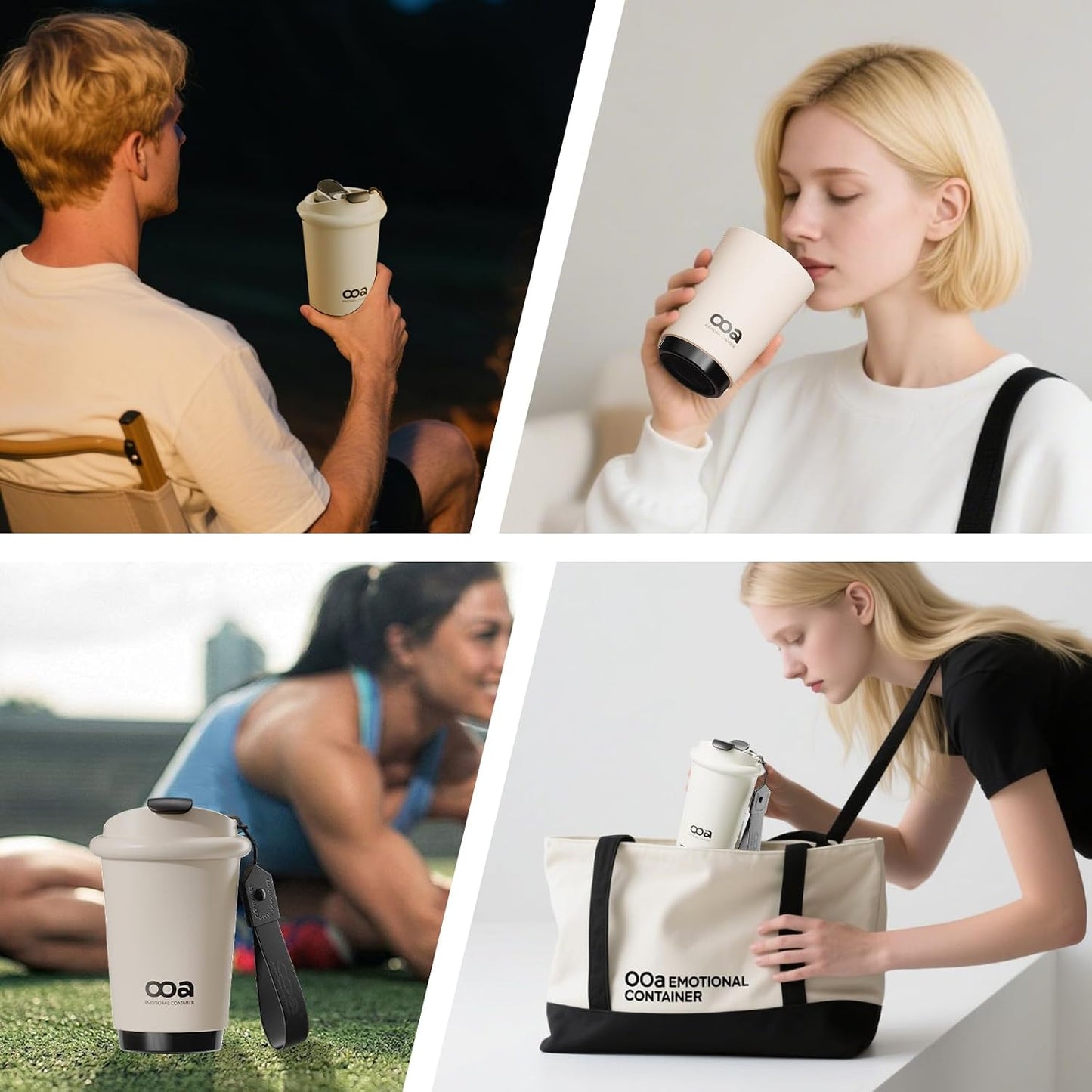 Insulated Travel Coffee Mug，Flat-White 6H Insulation Coffee Cup with Lid and Straw，13Oz Stainless Steel Leakproof & Spill-Proof Tumbler for Hot and Cold Water