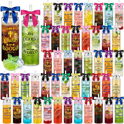 50 Pcs Employee Appreciation Tumblers 17 oz Inspirational Thank You Acrylic Skinny Cups with Lids Straws & Satin Bows for Staff Coworker Teacher Nurse Office