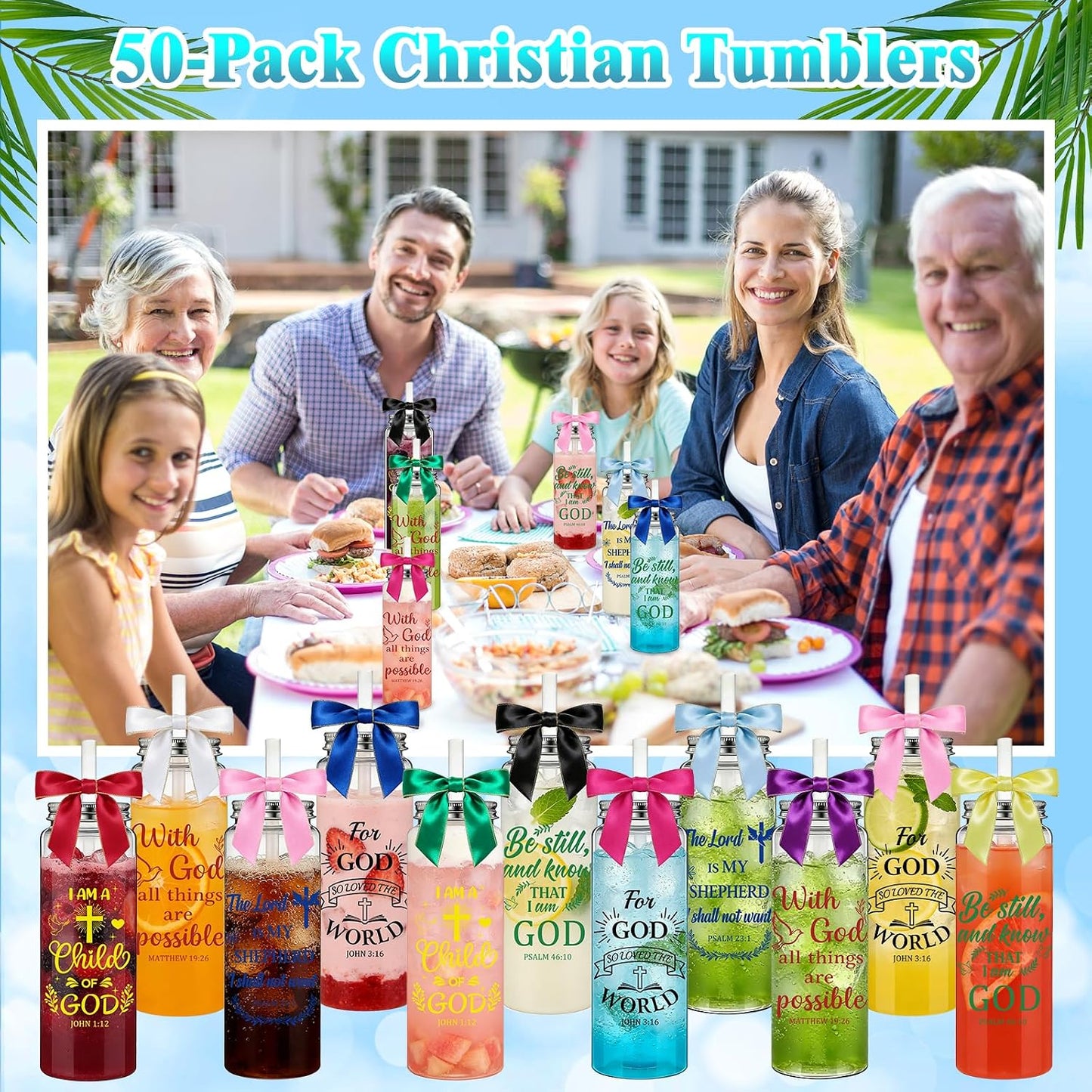 50 Pcs Employee Appreciation Tumblers 17 oz Inspirational Thank You Acrylic Skinny Cups with Lids Straws & Satin Bows for Staff Coworker Teacher Nurse Office