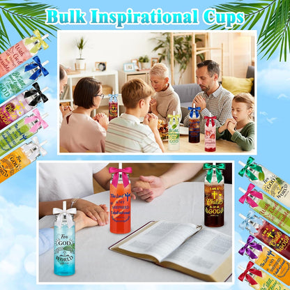 50 Pcs Employee Appreciation Tumblers 17 oz Inspirational Thank You Acrylic Skinny Cups with Lids Straws & Satin Bows for Staff Coworker Teacher Nurse Office
