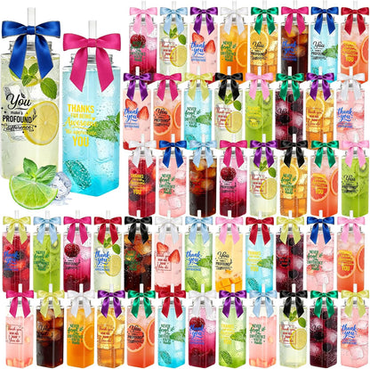 50 Pcs Employee Appreciation Tumblers 17 oz Inspirational Thank You Acrylic Skinny Cups with Lids Straws & Satin Bows for Staff Coworker Teacher Nurse Office