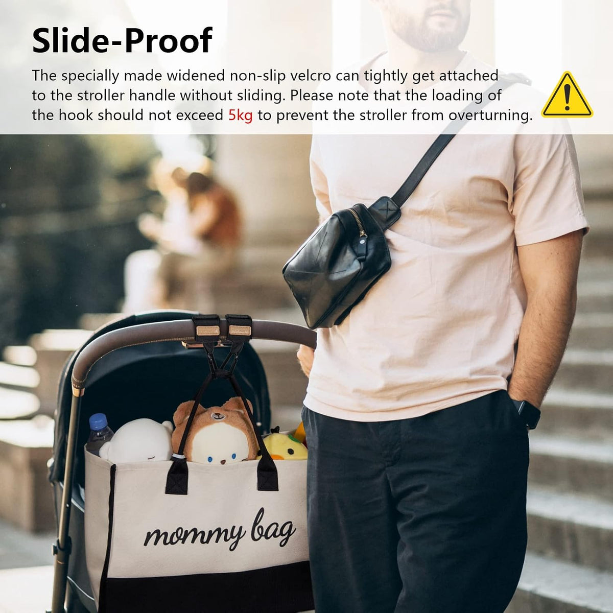 Universal Baby Stroller Organizer, Stroller Caddy with Detachable Mesh Bag & Heightened Insulated Cup Holders & Non-Slip Secure Hooks Accessories, Fits Most Strollers (Black) - Colors A