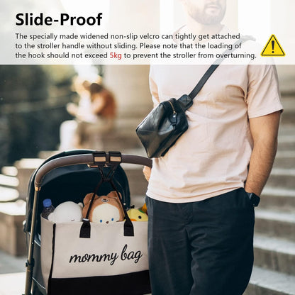 Universal Baby Stroller Organizer, Stroller Caddy with Detachable Mesh Bag & Heightened Insulated Cup Holders & Non-Slip Secure Hooks Accessories, Fits Most Strollers (Black) - Colors A