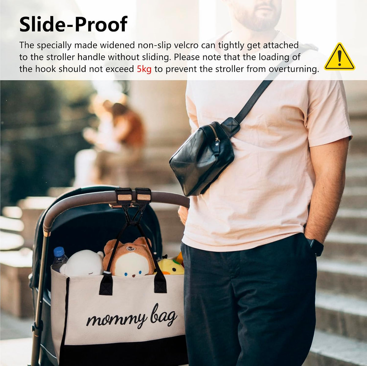 Universal Baby Stroller Organizer, Stroller Caddy with Detachable Mesh Bag & Heightened Insulated Cup Holders & Non-Slip Secure Hooks Accessories, Fits Most Strollers (Black) - Colors A