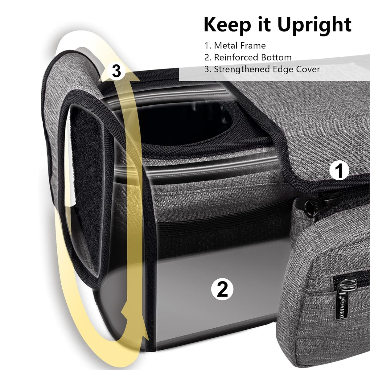 Universal Baby Stroller Organizer, Stroller Caddy with Detachable Mesh Bag & Heightened Insulated Cup Holders & Non-Slip Secure Hooks Accessories, Fits Most Strollers (Black) - Colors A