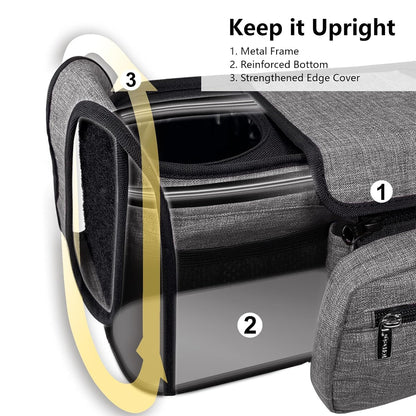 Universal Baby Stroller Organizer, Stroller Caddy with Detachable Mesh Bag & Heightened Insulated Cup Holders & Non-Slip Secure Hooks Accessories, Fits Most Strollers (Black) - Colors A
