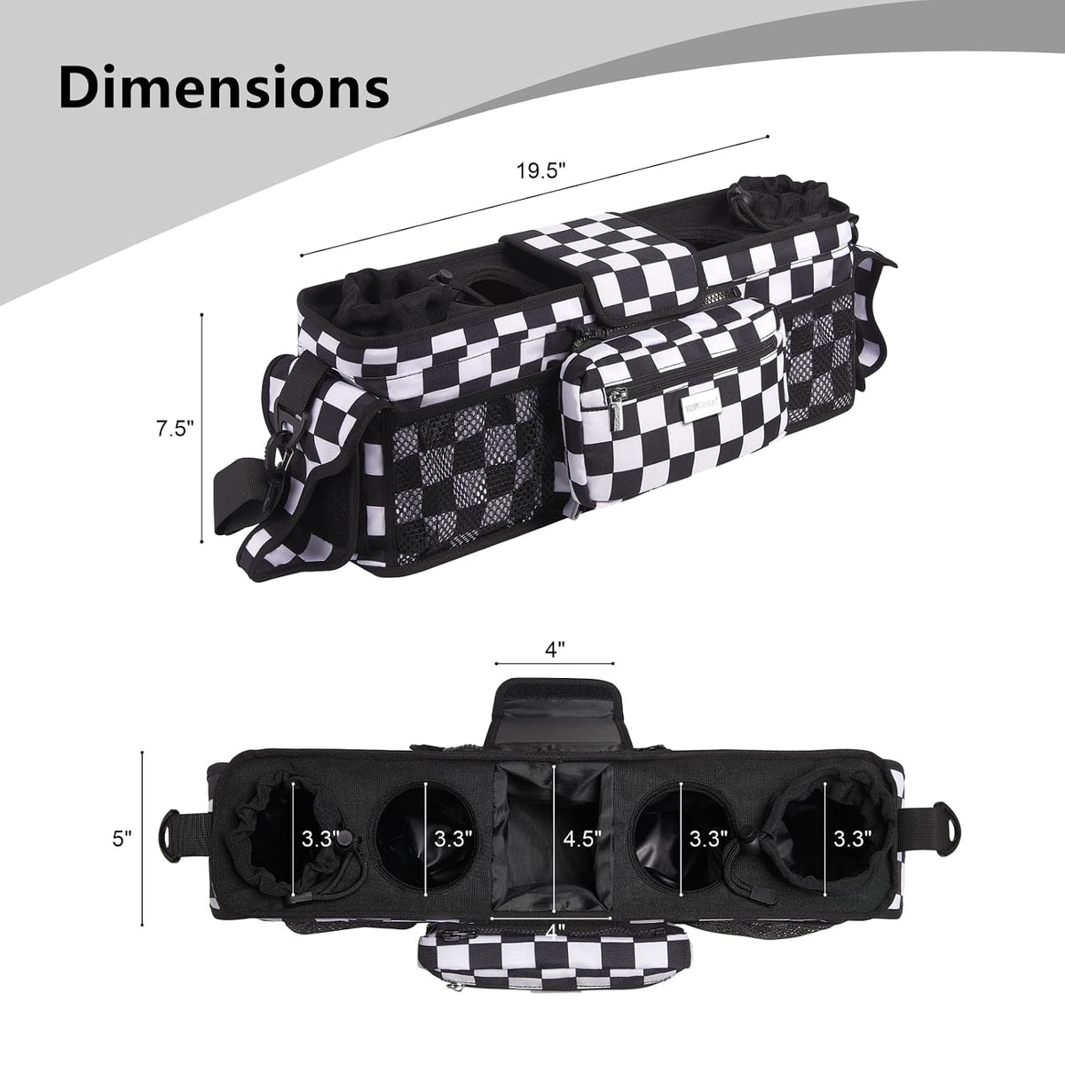 Universal Baby Stroller Organizer, Stroller Caddy with Detachable Mesh Bag & Heightened Insulated Cup Holders & Non-Slip Secure Hooks Accessories, Fits Most Strollers (Black) - Colors A