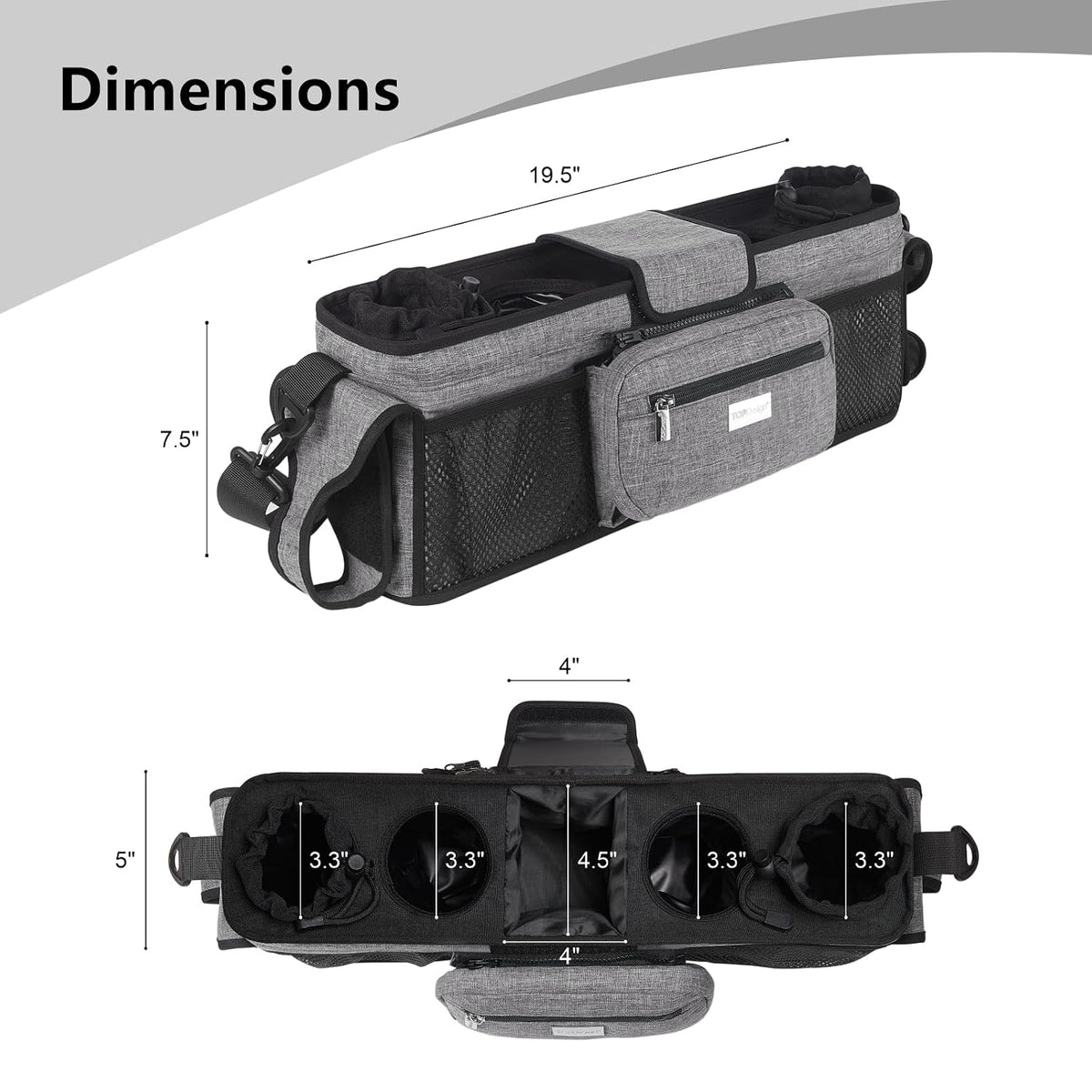 Universal Baby Stroller Organizer, Stroller Caddy with Detachable Mesh Bag & Heightened Insulated Cup Holders & Non-Slip Secure Hooks Accessories, Fits Most Strollers (Black) - Colors A