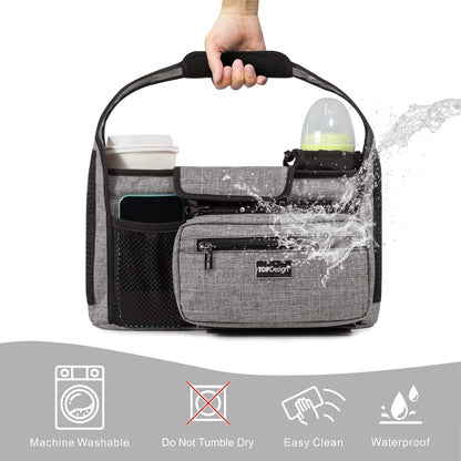 Universal Baby Stroller Organizer, Stroller Caddy with Detachable Mesh Bag & Heightened Insulated Cup Holders & Non-Slip Secure Hooks Accessories, Fits Most Strollers (Black) - Colors A