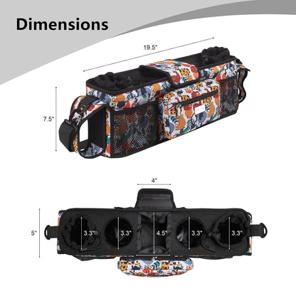 Universal Baby Stroller Organizer, Stroller Caddy with Detachable Mesh Bag & Heightened Insulated Cup Holders & Non-Slip Secure Hooks Accessories, Fits Most Strollers (Black) - Colors A