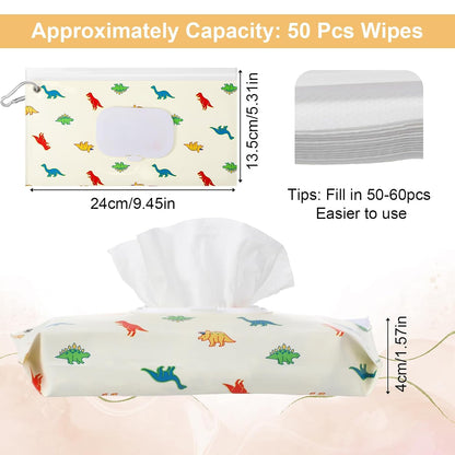 2 Pcs Baby Wipes Dispenser, Portable Refillable Wet Wipes Holder for Travel, Reusable Wipe Container with Metal Clip, Keeps Wipe Moist