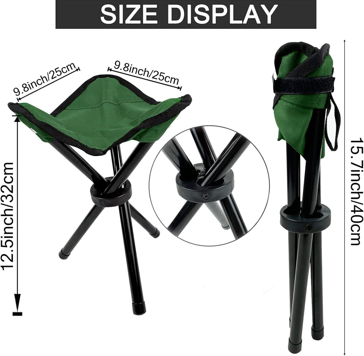 Folding Camping Stool Portable Outdoor Chair Use Height 12.5in Fishing Chair Seat for Camping Hiking Golf Hunting Hiking Outdoor Gardening and Travel Beach Maximum Weight Capacity 300 lbs (Red)