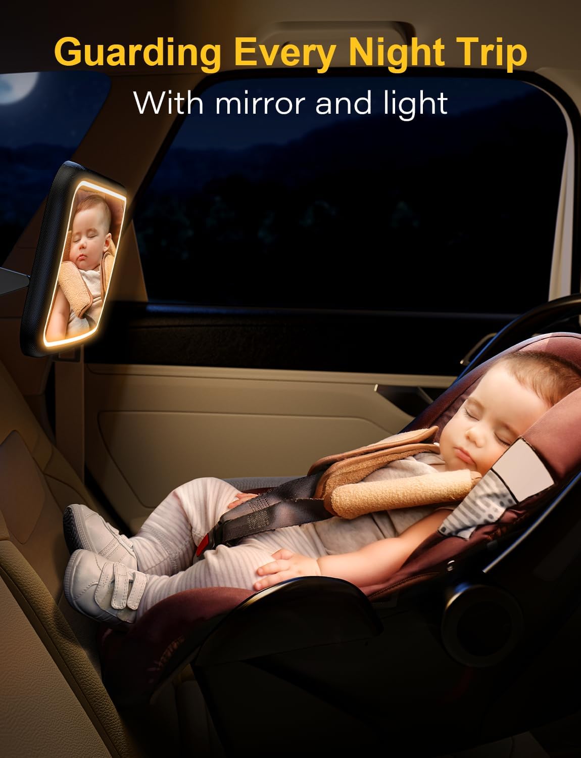 Car Mirror for Baby Rear Facing, with Night Light & Remote Control