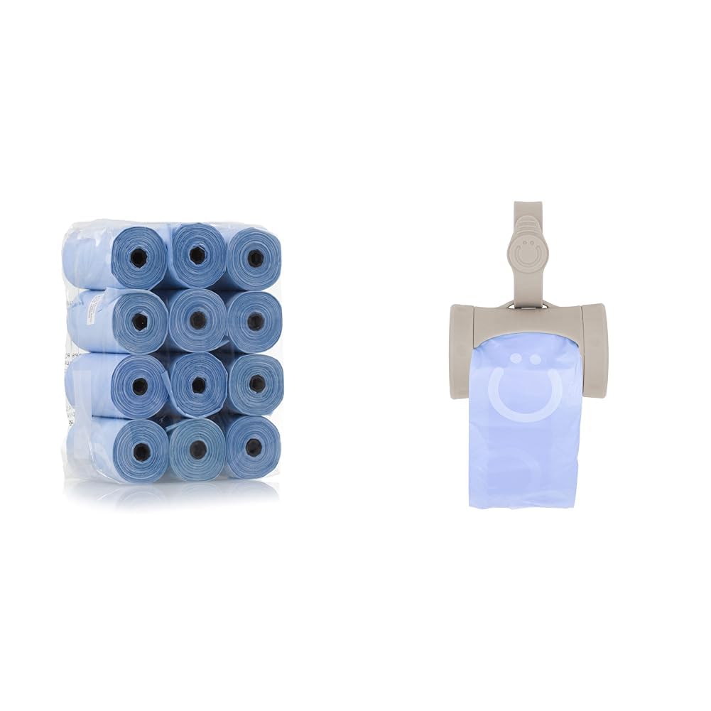 On The Go Waste Disposal Bags Refills Value Pack, Lavender Scented, 12 Roll & Retractable On-the-Go Bag Dispenser for Baby Travel, Diaper Bag Accessory Must Have for Newborns