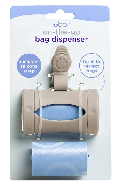 On The Go Waste Disposal Bags Refills Value Pack, Lavender Scented, 12 Roll & Retractable On-the-Go Bag Dispenser for Baby Travel, Diaper Bag Accessory Must Have for Newborns