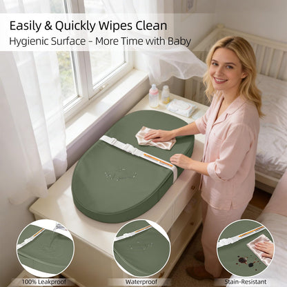 Baby Changing Pad Waterproof Vegan Leather Wipeable