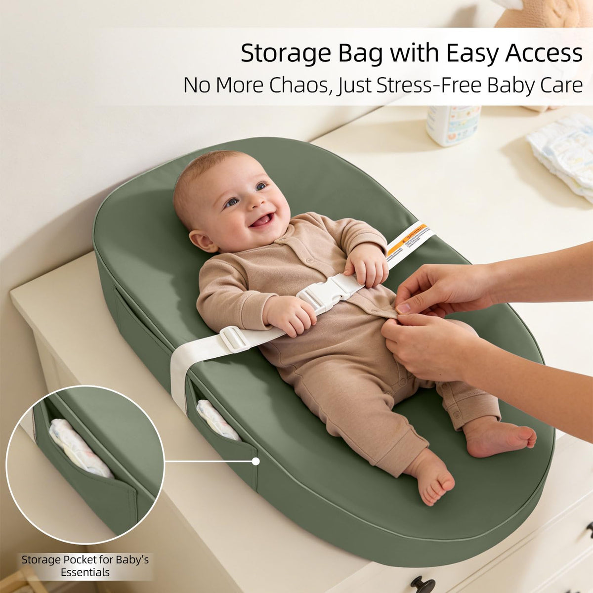Baby Changing Pad Waterproof Vegan Leather Wipeable