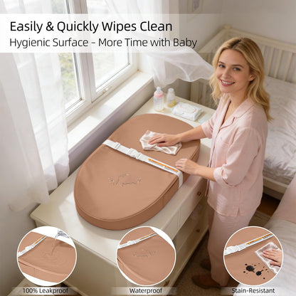 Baby Changing Pad Waterproof Vegan Leather Wipeable