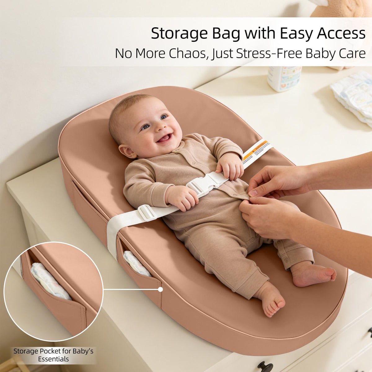Baby Changing Pad Waterproof Vegan Leather Wipeable