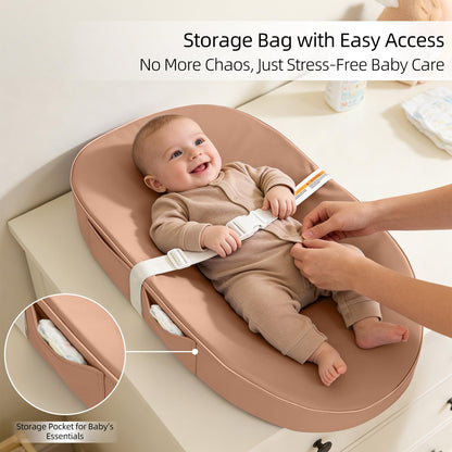 Baby Changing Pad Waterproof Vegan Leather Wipeable