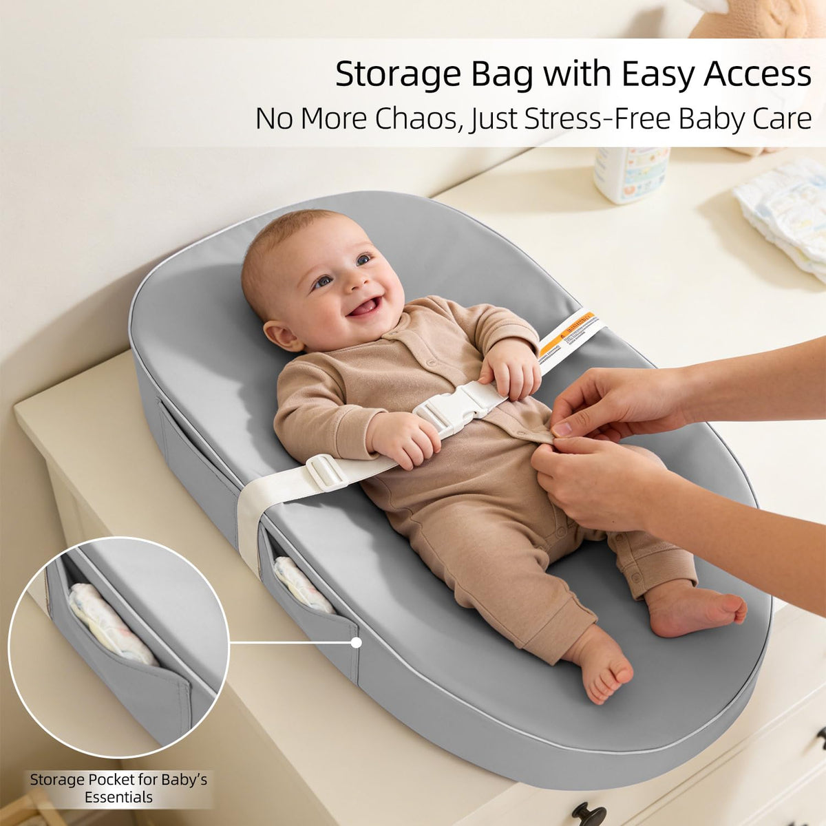 Baby Changing Pad Waterproof Vegan Leather Wipeable