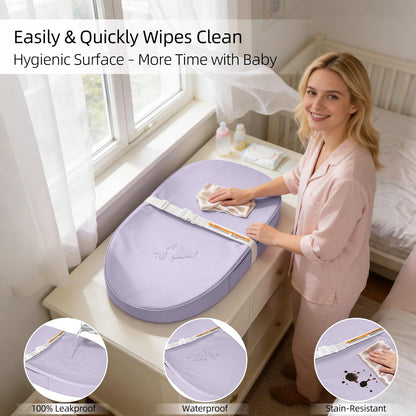 Baby Changing Pad Waterproof Vegan Leather Wipeable