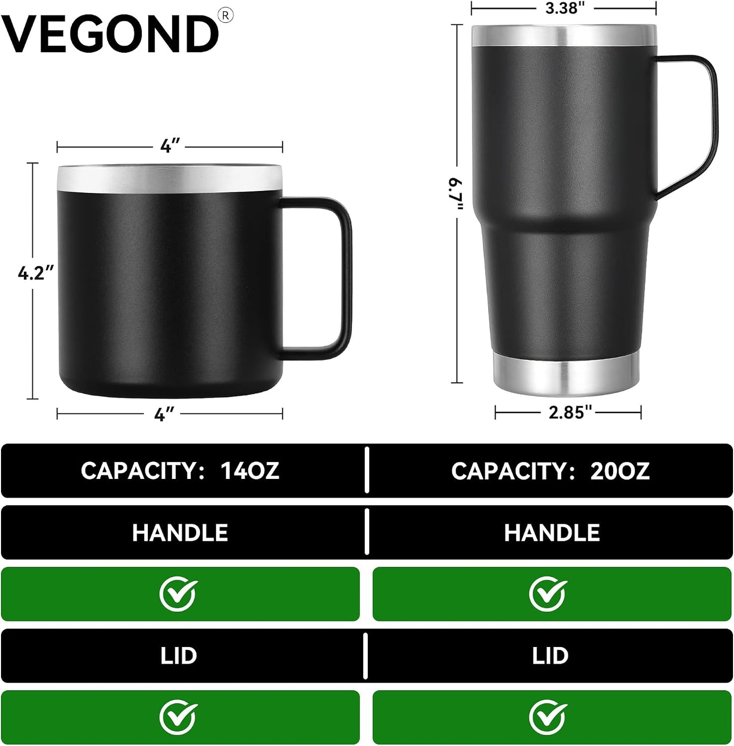 14 oz Insulated Coffee Mug with Handle, Stainless Steel Travel Coffee Mug with Lid, Double Wall Vacuum Metal Coffee Cup, Coffee Tumbler Powder Coated, White 1 Pack