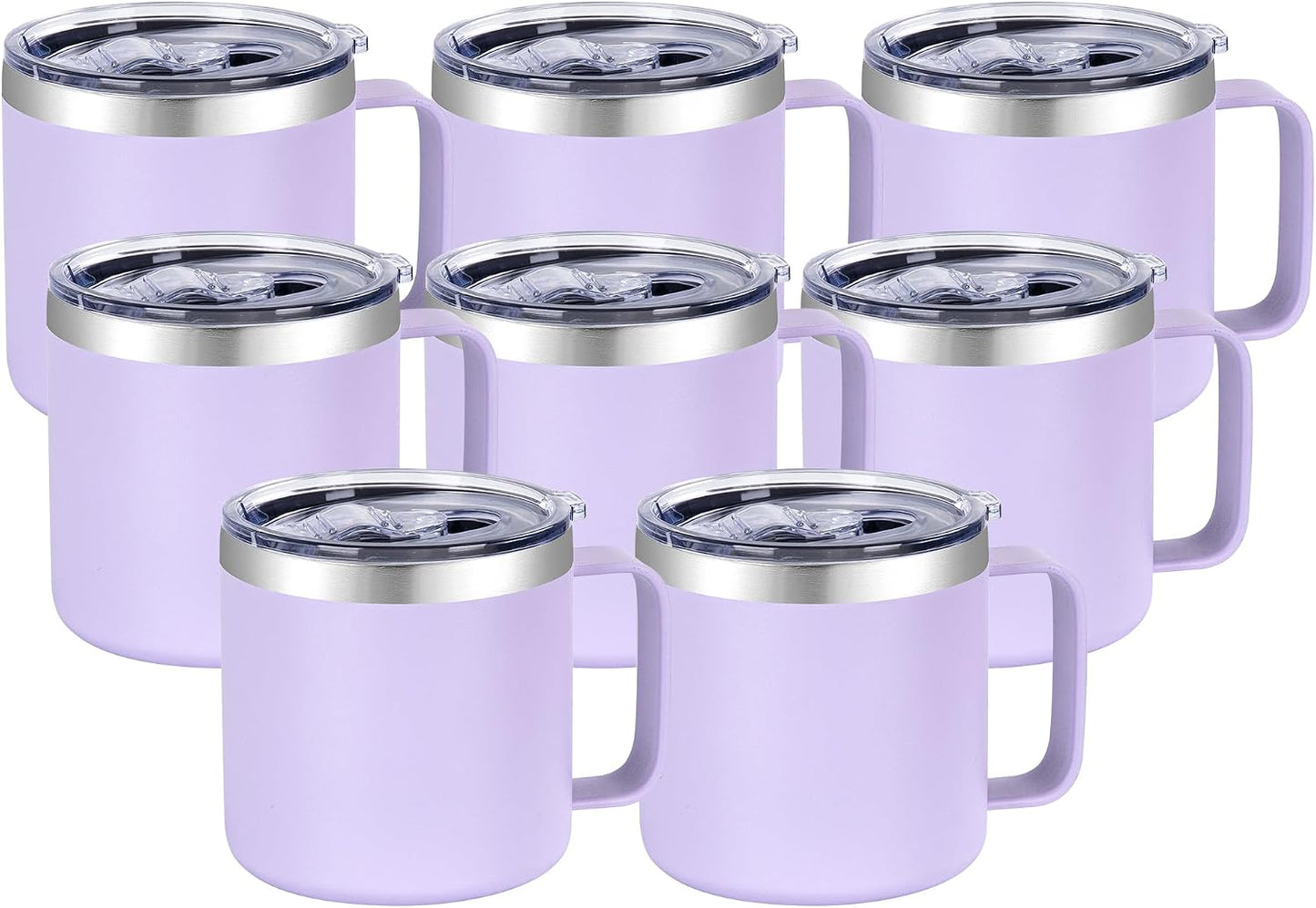 14 oz Insulated Coffee Mug with Handle, Stainless Steel Travel Coffee Mug with Lid, Double Wall Vacuum Metal Coffee Cup, Coffee Tumbler Powder Coated, White 1 Pack