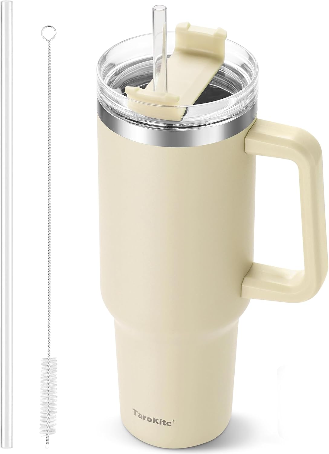40 oz Tumbler with Handle and Straw, Pink Insulated Travel Mug Iced Coffee Cup, Reusable Stainless Steel Insulated Water Bottle, Keeps Drinks Cold for 34 Hours, Women Christmas Gifts for Mom Grandma