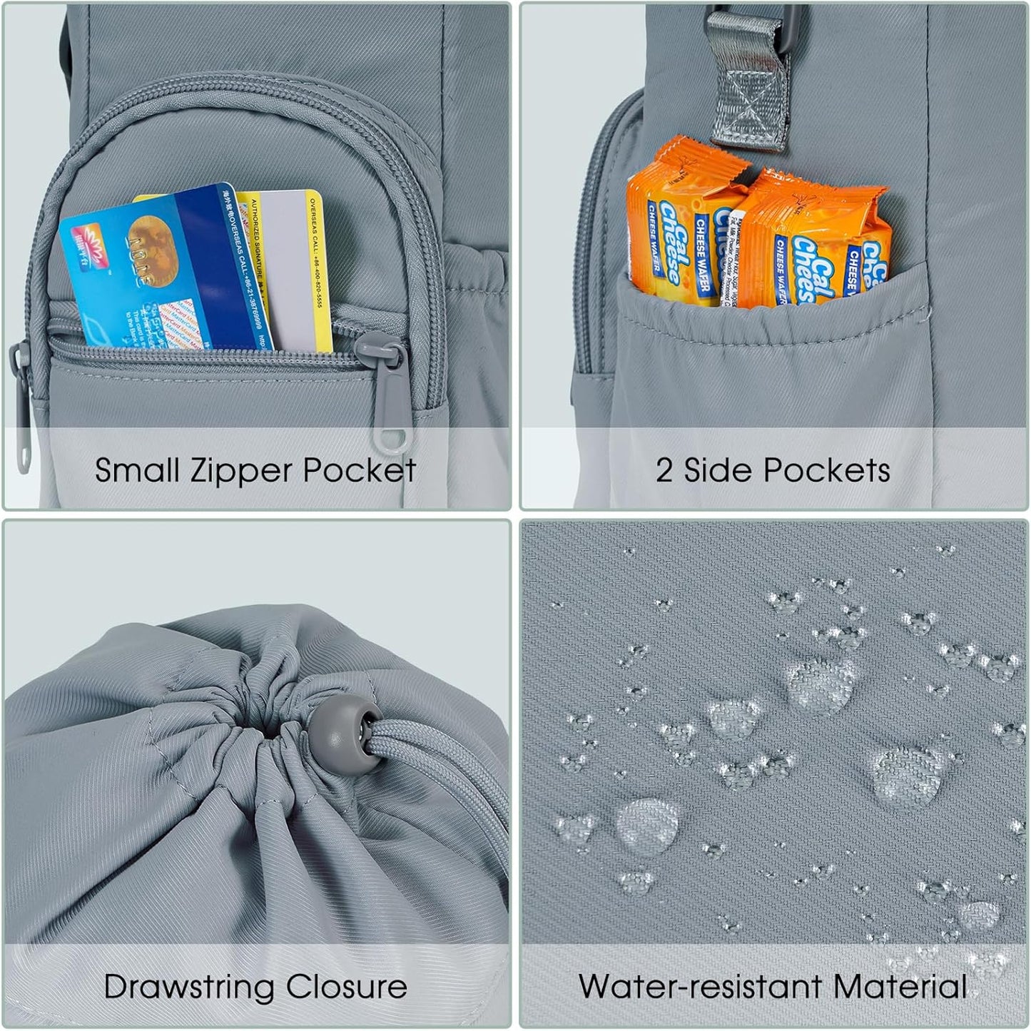 40oz Insulated Crossbody Water Bottle Bag Gym Hiking Phone Pocket | Water-resistant Lining, Padded Strap, Top Handle, Drawstring, Phone Pocket, Elastic Slots, Built-In Key Clip for Gym Walking