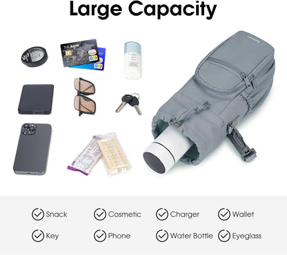 40oz Insulated Crossbody Water Bottle Bag Gym Hiking Phone Pocket | Water-resistant Lining, Padded Strap, Top Handle, Drawstring, Phone Pocket, Elastic Slots, Built-In Key Clip for Gym Walking