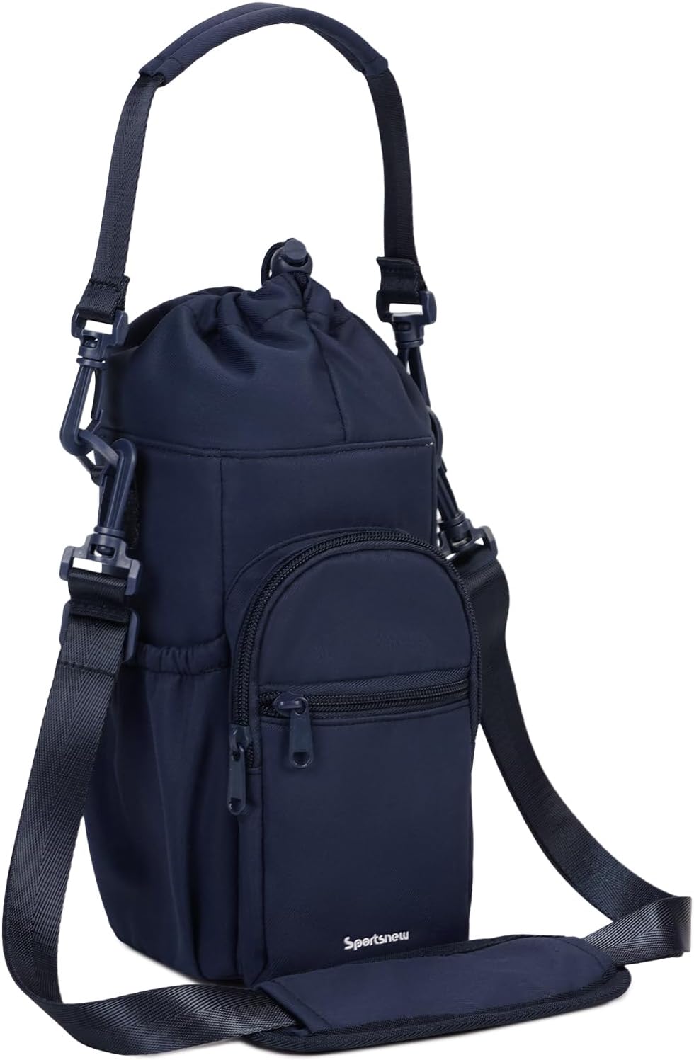 40oz Insulated Crossbody Water Bottle Bag Gym Hiking Phone Pocket | Water-resistant Lining, Padded Strap, Top Handle, Drawstring, Phone Pocket, Elastic Slots, Built-In Key Clip for Gym Walking